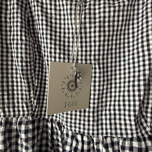 NWT J Gee Dress Women S Black White Check Peasant - Picture 5 of 15